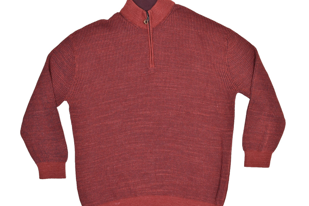 Jake Austin Big & Tall Size 6XL Men's Half-Zip Ribbed Sweater Maroon